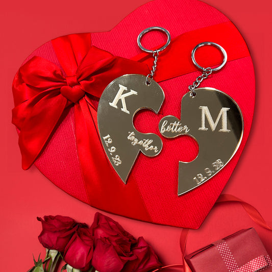 Σετ Μπρελόκ plexi - Καρδιά Παζλ (2 τεμ)