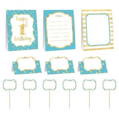 Σετ διακόσμησης μπουφέ 1st Birthday μπλε (12 τεμ)