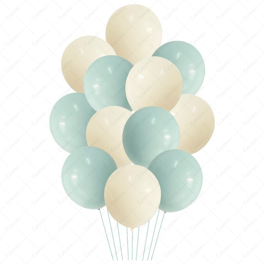 Σετ Μπαλόνια - Baby Blue & Ιβουάρ (12 τεμ)