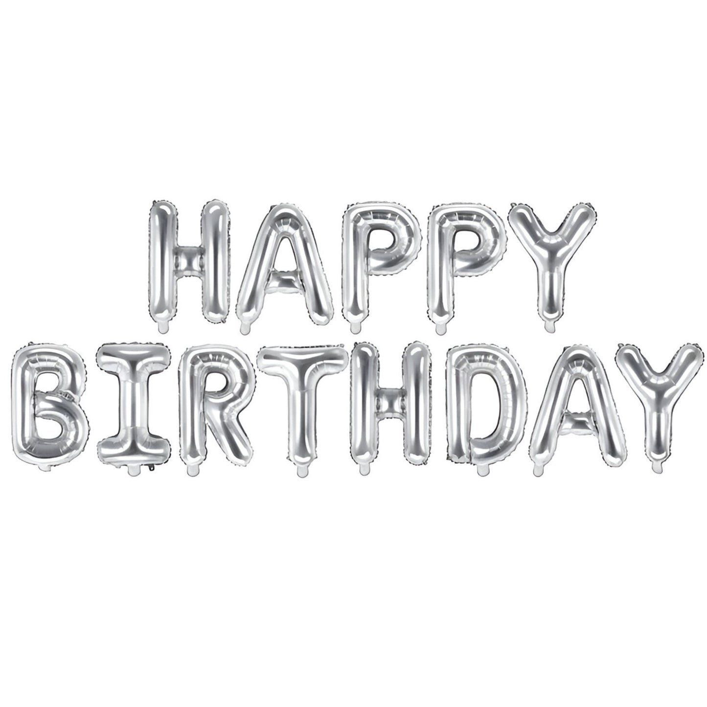 Σετ Μπαλόνια Γενεθλίων -"Happy Birthday" Ασημί (13 τεμ)