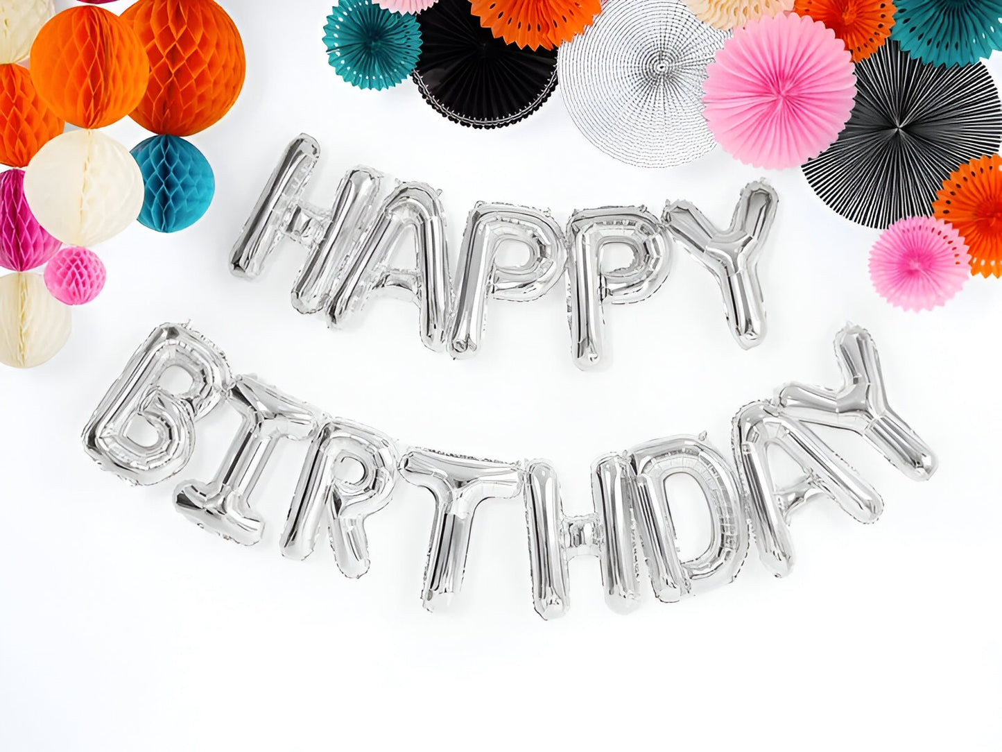 Σετ Μπαλόνια Γενεθλίων -"Happy Birthday" Ασημί (13 τεμ)