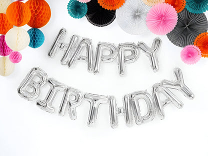 Σετ Μπαλόνια Γενεθλίων -"Happy Birthday" Ασημί (13 τεμ)