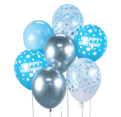 Σετ Μπαλόνια γενεθλίων Γαλάζιο & Ασημί (7 τεμ)