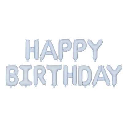 Σετ Μπαλόνια Γενεθλίων -“Happy Birthday” Γαλάζιο ματ (13 τεμ)