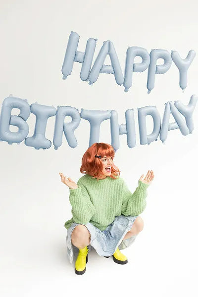 Σετ Μπαλόνια Γενεθλίων -“Happy Birthday” Γαλάζιο ματ (13 τεμ)