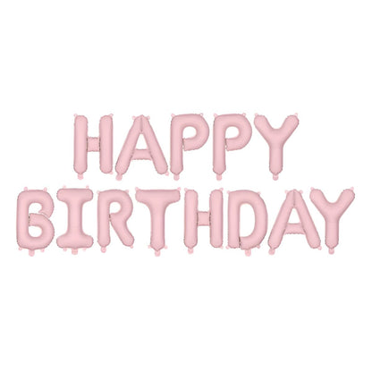 Σετ Μπαλόνια Γενεθλίων -“Happy Birthday” Ροζ ματ (13 τεμ)