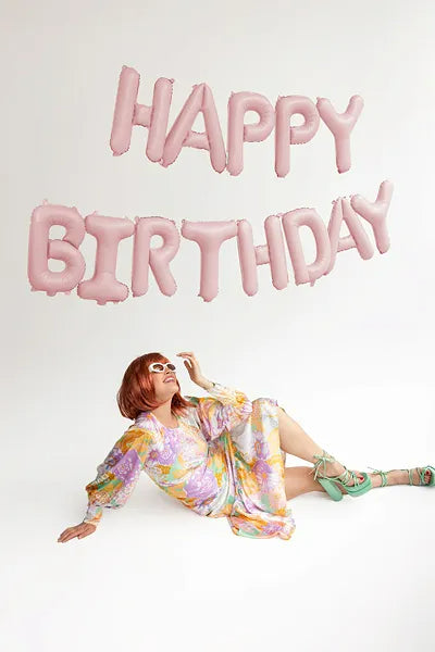 Σετ Μπαλόνια Γενεθλίων -“Happy Birthday” Ροζ ματ (13 τεμ)