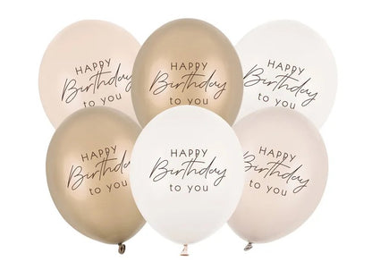 Σετ Μπαλόνια Μπεζ - Happy Birthday (6 τεμ)