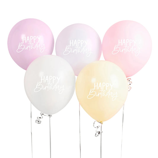 Σετ μπαλόνια παστέλ "Happy Birthday" (5 τεμ)
