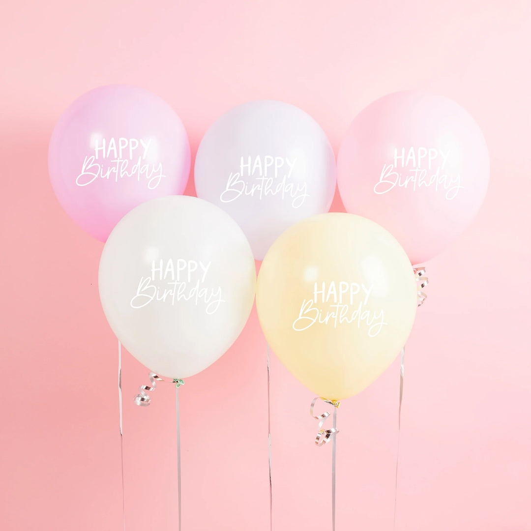 Σετ μπαλόνια παστέλ "Happy Birthday" (5 τεμ)