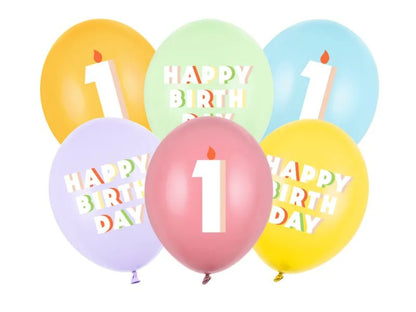 Σετ μπαλόνια παστέλ Happy Birthday No 1
