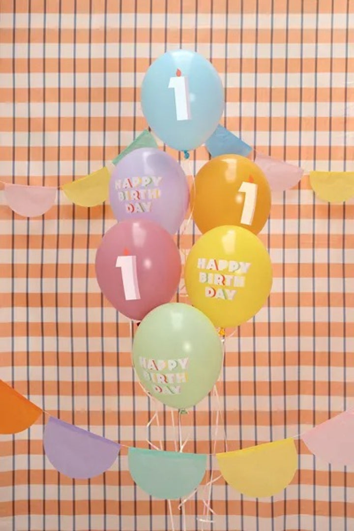 Σετ μπαλόνια παστέλ Happy Birthday No 1