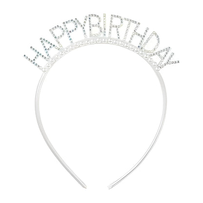 Στέκα Ασημί με Στρασάκια - Happy Birthday