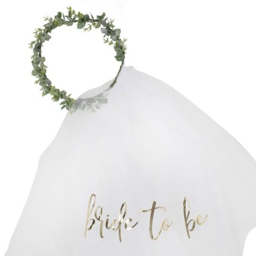 Στεφάνι ευκάλυπτου 'Bride to Be' με πέπλο