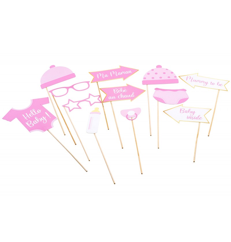 Στικάκια PhotoBooth Baby Shower Girl (11 τεμ)