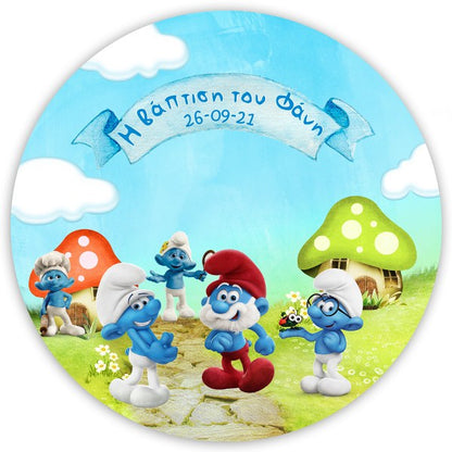 Στρογγυλή Αφίσα με μήνυμα Στρουμφάκια 1,30 m