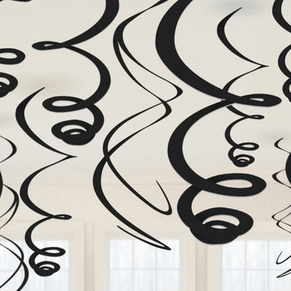 Swirl Διακοσμητικά Oροφής Μαύρα (12 τεμ)