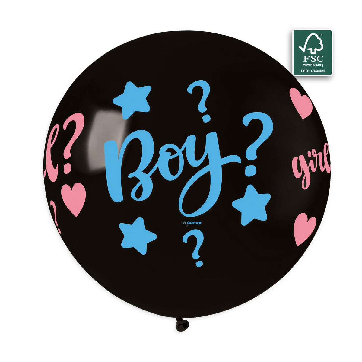 Τεράστιο Μαύρο Mπαλόνι με Κομφετί για Gender Reveal