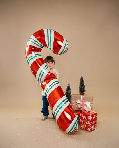 Τεράστιο Μπαλόνι κόκκινο Candy Cane Holographic 152cm