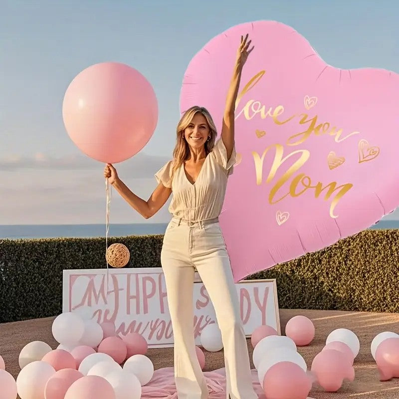 Τεράστιο Μπαλόνι ροζ Καρδιά  Love You Mom (160cm)