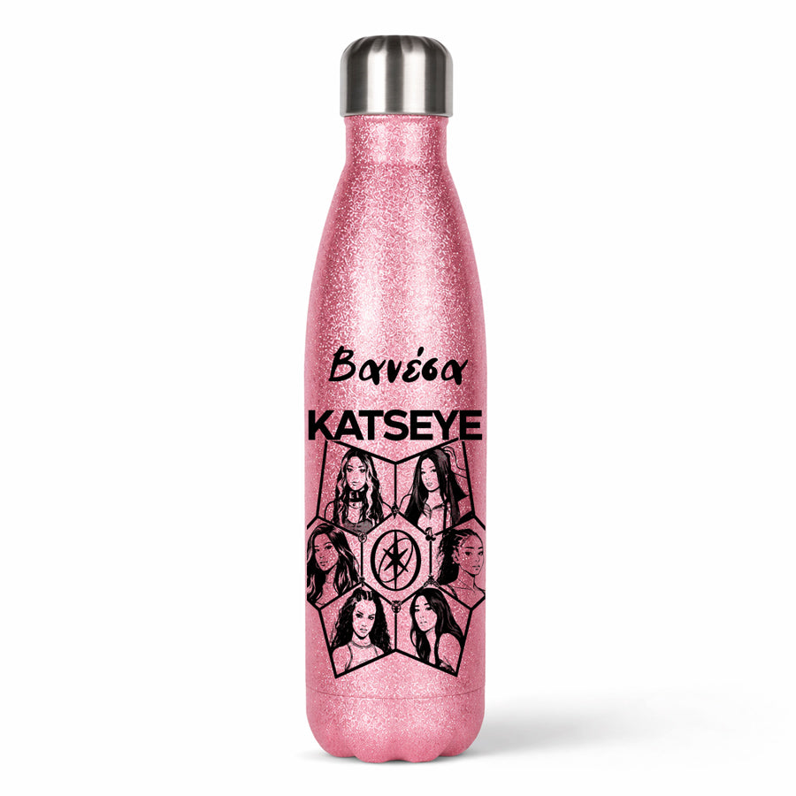 Θερμός με ροζ Glitter - Katseye Star με Όνομα