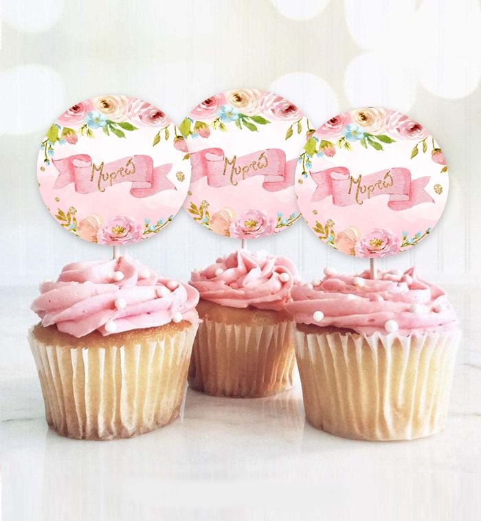 Topper Cupcake Φλοράλ (6 τεμ)