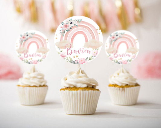 Topper Cupcake Ουράνιο Τόξο κορίτσι (6 τεμ)