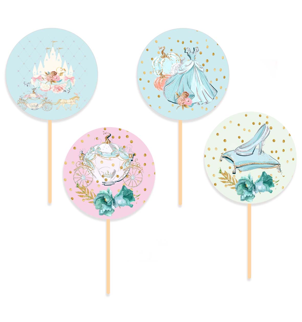 Topper Cupcake Σταχτοπούτα (6 τεμ)