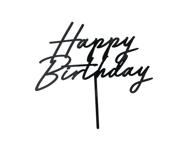 Topper Happy Birthday Μαύρο(τούρτας)