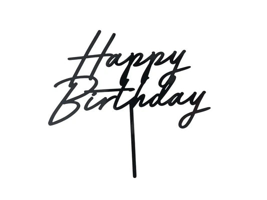 Topper Happy Birthday Μαύρο(τούρτας)