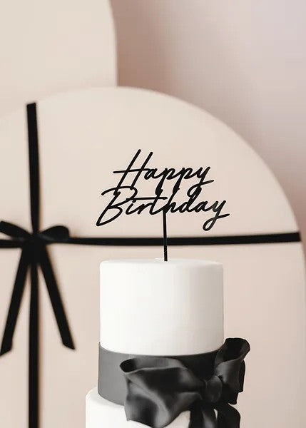 Topper Happy Birthday Μαύρο(τούρτας)