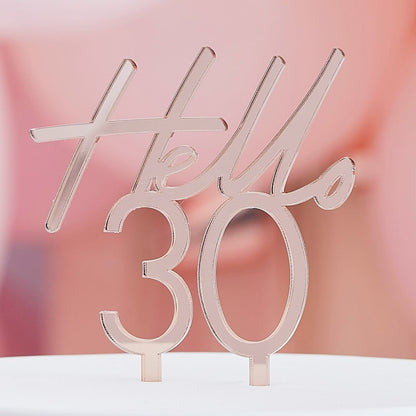 Topper τούρτας "Hello 30" Rosegold