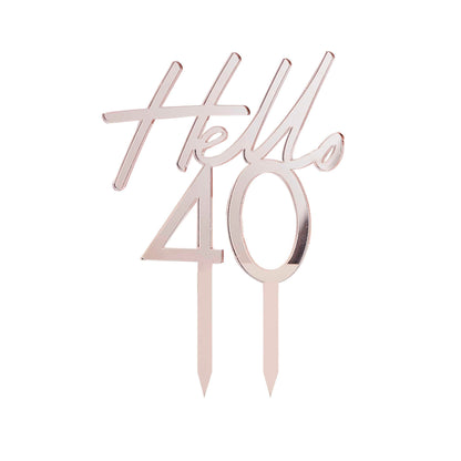 Topper τούρτας "Hello 40" Rosegold