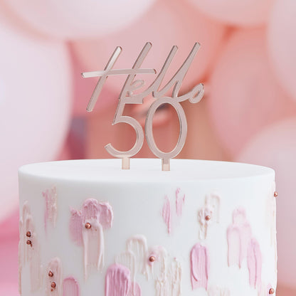 Topper τούρτας "Hello 50" Rosegold