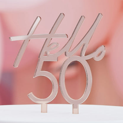 Topper τούρτας "Hello 50" Rosegold