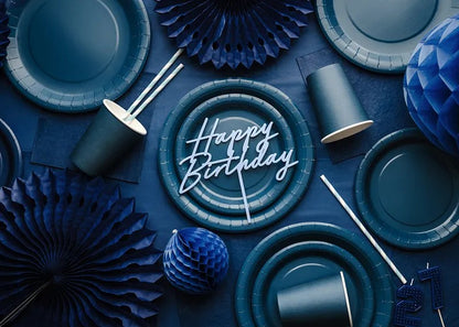 Topper Τούρτας Happy Birthday Απαλό Γαλάζιο
