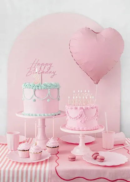 Topper Τούρτας Happy Birthday Απαλό Ροζ