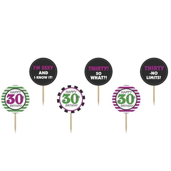 Toppers για Cupcakes 30th Brithday (6 τεμ)