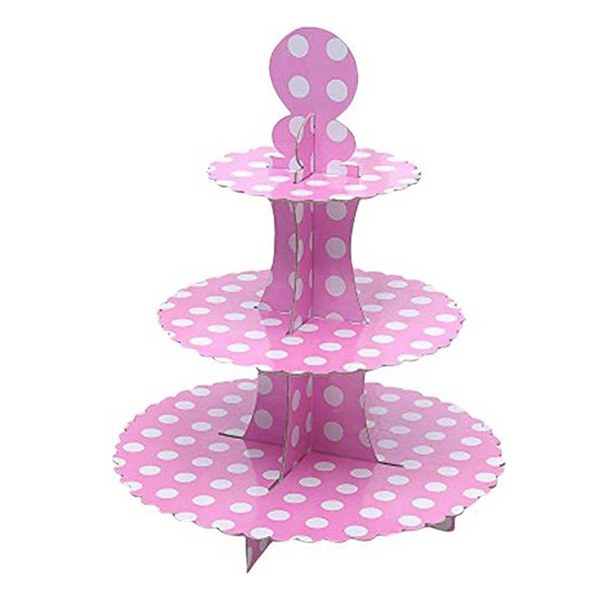 Τριώροφη βάση για γλυκά Ροζ πουά
