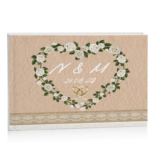 Βιβλίο Ευχών Γάμου - Καρδιά από τριαντάφυλλα