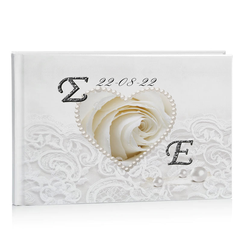 Βιβλίο Ευχών γάμου - Δαντέλα και Πέρλες
