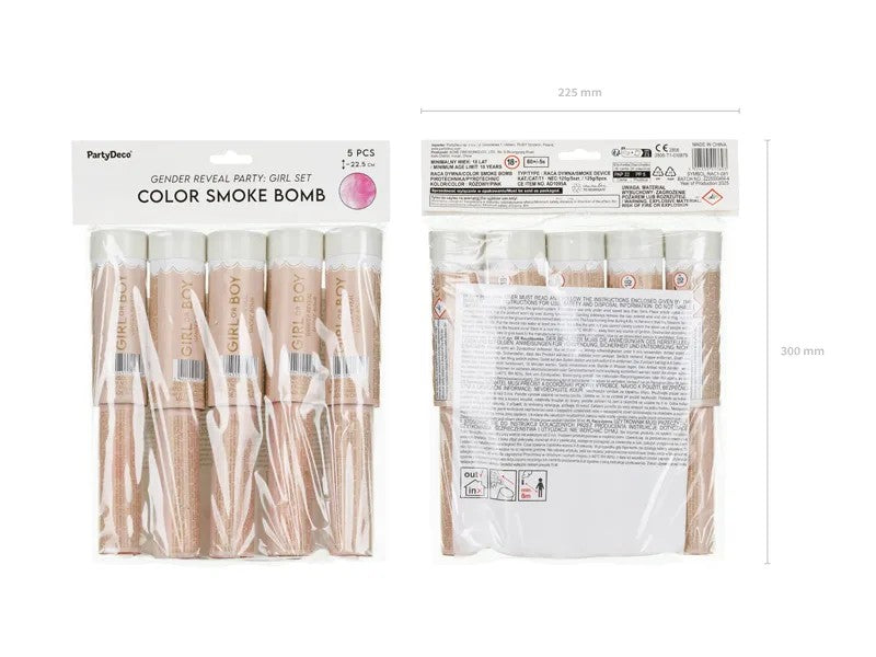 Καπνογόνο Για Gender Reveal - Ροζ (5 τεμάχια)