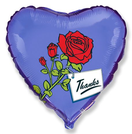 Μπαλόνι Φοιλ 18 Καρδιά με Τριαντάφυλο Thanks / 46 εκ Ασυσκεύαστο