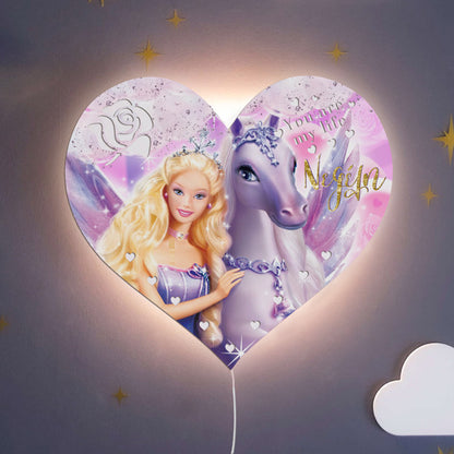 Ξύλινο Φωτιστικό καρδιά - Barbie