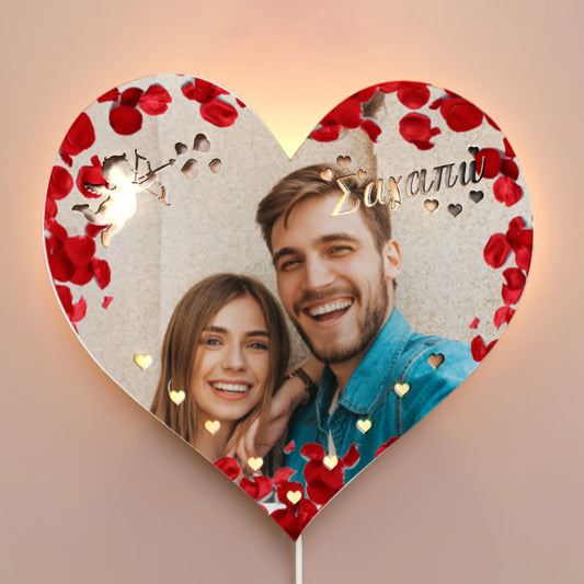 Ξύλινο Φωτιστικό καρδιά - Love Petals