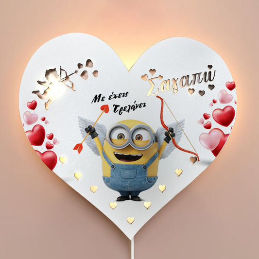 Ξύλινο Φωτιστικό καρδιά - Minions