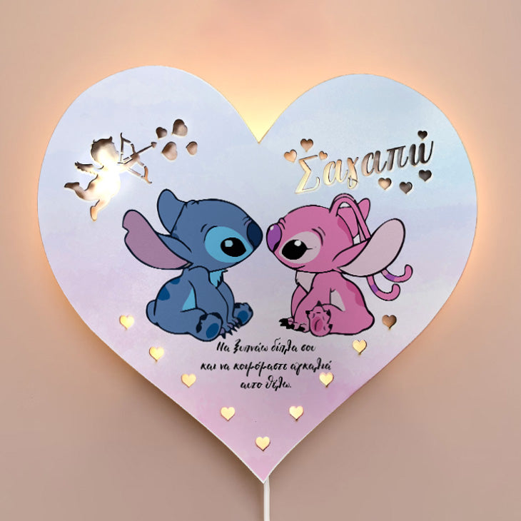 Ξύλινο Φωτιστικό καρδιά - Τερατάκια