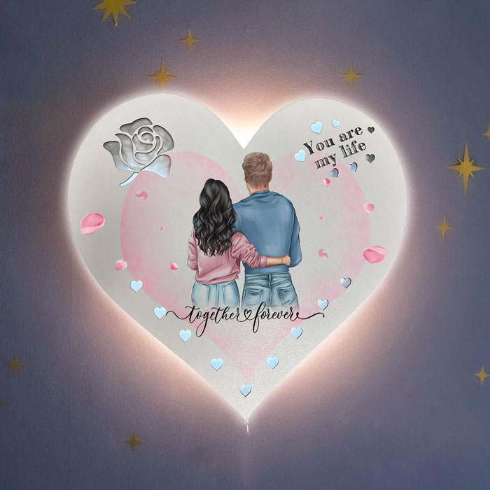 Ξύλινο Φωτιστικό καρδιά - Together Forever