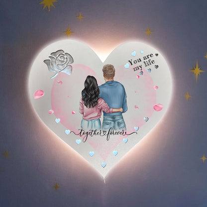 Ξύλινο Φωτιστικό καρδιά - Together Forever