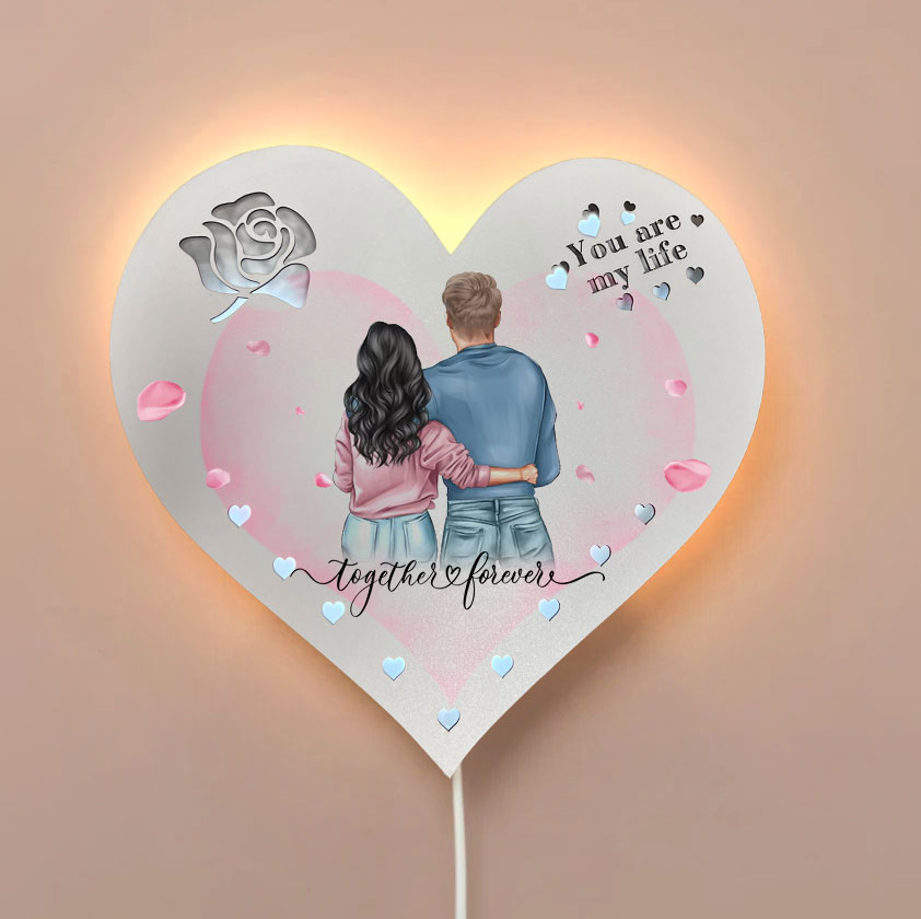 Ξύλινο Φωτιστικό καρδιά - Together Forever